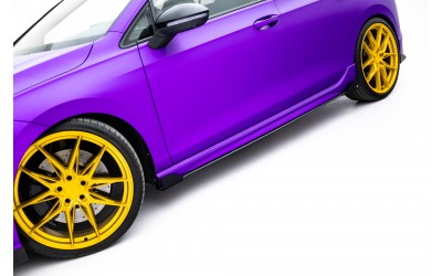 Street Pro Side Skirts Diffusers + Flaps Volkswagen Golf R Mk8 / Mk8 Facelift - Black + Gloss Flaps    