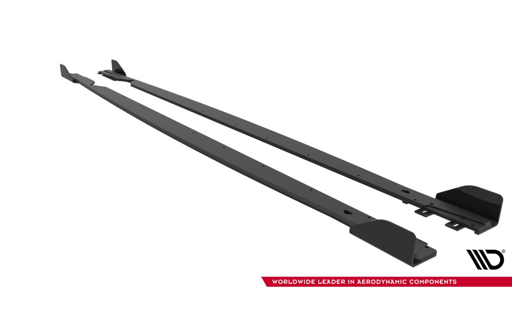 Street Pro Side Skirts Diffusers + Flaps Volkswagen Golf R Mk8 / Mk8 Facelift - Black + Gloss Flaps Street Pro Side Skirts Diffusers + Flaps Volkswagen Golf R Mk8 / Mk8 Facelift - Black + Gloss Flaps