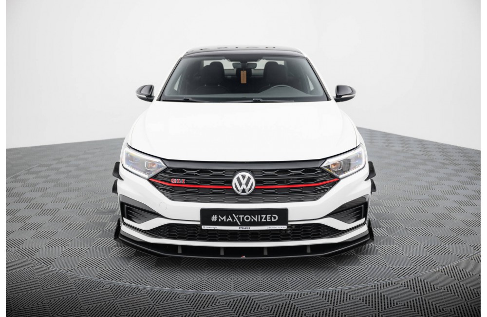 Street Pro Front Splitter + Flaps Volkswagen Jetta GLI Mk7 - Black + Gloss Flaps