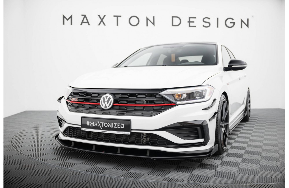 Street Pro Front Splitter + Flaps Volkswagen Jetta GLI Mk7 - Black + Gloss Flaps