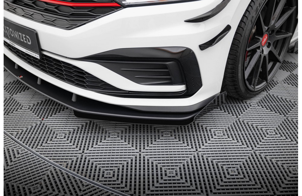 Street Pro Front Splitter + Flaps Volkswagen Jetta GLI Mk7 - Black + Gloss Flaps
