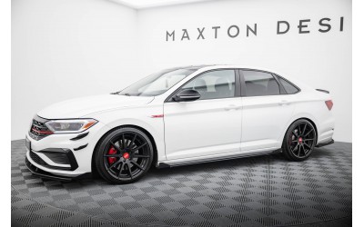 Street Pro Side Skirts Diffusers + Flaps Volkswagen Jetta GLI Mk7 - Black + Gloss Flaps    
