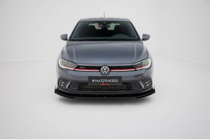 Street Pro Front Splitter + Flaps Volkswagen Polo GTI Mk6 Facelift - Black + Gloss Flaps
