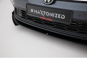 Street Pro Front Splitter + Flaps Volkswagen Polo GTI Mk6 Facelift - Black + Gloss Flaps