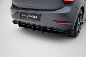Street Pro Rear Diffuser + Flaps Volkswagen Polo GTI Mk6 Facelift - Black + Gloss Flaps