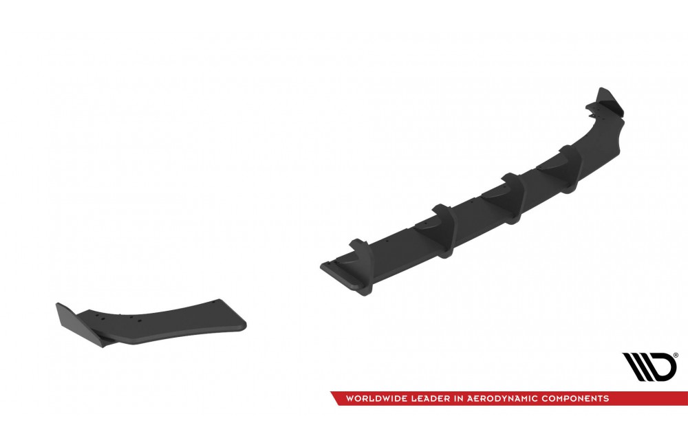 Street Pro Rear Diffuser + Flaps Volkswagen Polo GTI Mk6 Facelift - Black + Gloss Flaps