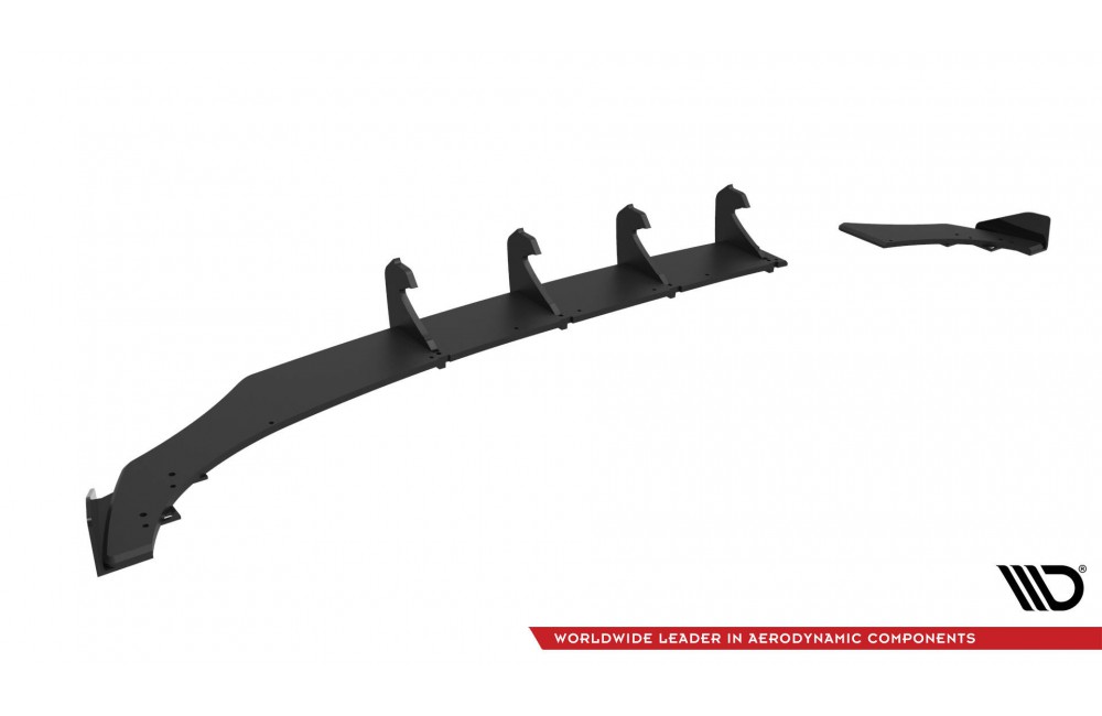 Street Pro Rear Diffuser + Flaps Volkswagen Polo GTI Mk6 Facelift - Black + Gloss Flaps