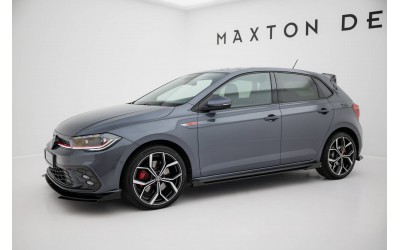 Street Pro Side Skirts Diffusers + Flaps Volkswagen Polo GTI Mk6 Facelift - Black + Gloss Flaps    