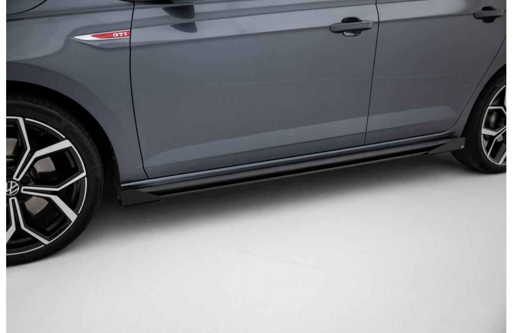 Street Pro Side Skirts Diffusers + Flaps Volkswagen Polo GTI Mk6 Facelift - Black + Gloss Flaps Street Pro Side Skirts Diffusers + Flaps Volkswagen Polo GTI Mk6 Facelift - Black + Gloss Flaps
