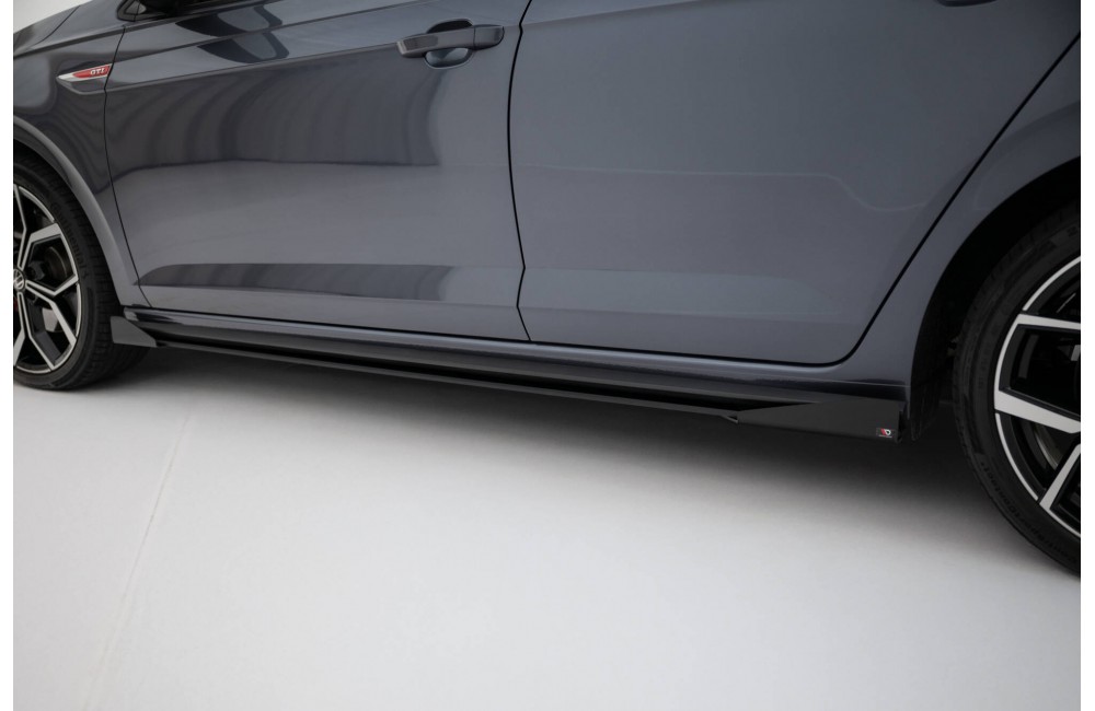Street Pro Side Skirts Diffusers + Flaps Volkswagen Polo GTI Mk6 Facelift - Black + Gloss Flaps Street Pro Side Skirts Diffusers + Flaps Volkswagen Polo GTI Mk6 Facelift - Black + Gloss Flaps
