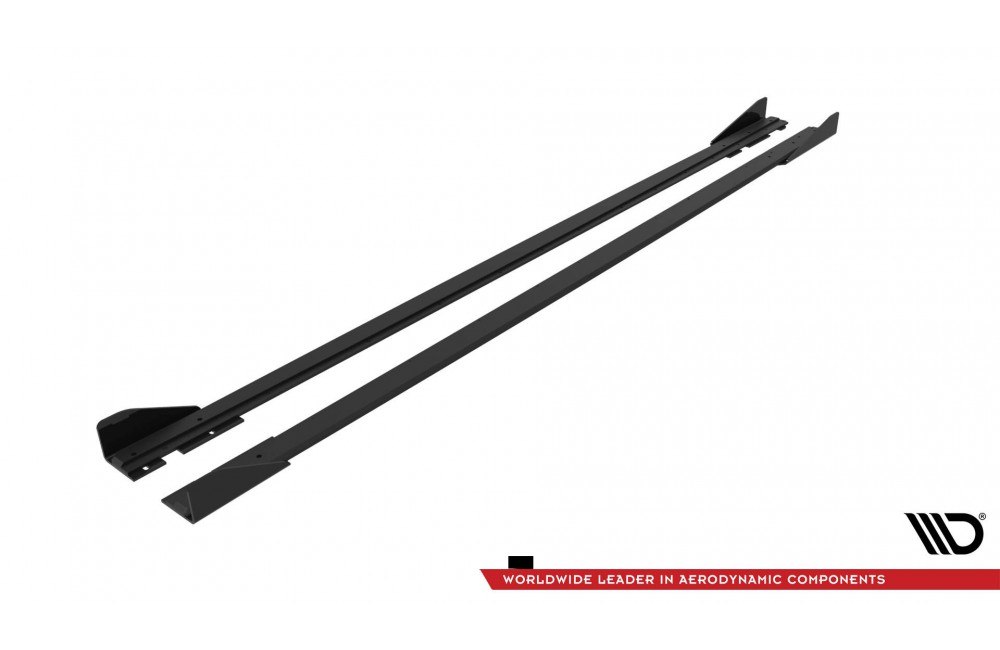Street Pro Side Skirts Diffusers + Flaps Volkswagen Polo GTI Mk6 Facelift - Black + Gloss Flaps Street Pro Side Skirts Diffusers + Flaps Volkswagen Polo GTI Mk6 Facelift - Black + Gloss Flaps