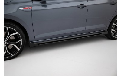 Street Pro Side Skirts Diffusers + Flaps Volkswagen Polo GTI Mk6 Facelift - Black + Gloss Flaps    