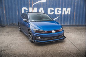Street Pro Front Splitter + Flaps Volkswagen Polo GTI Mk6 - Black + Gloss Flaps