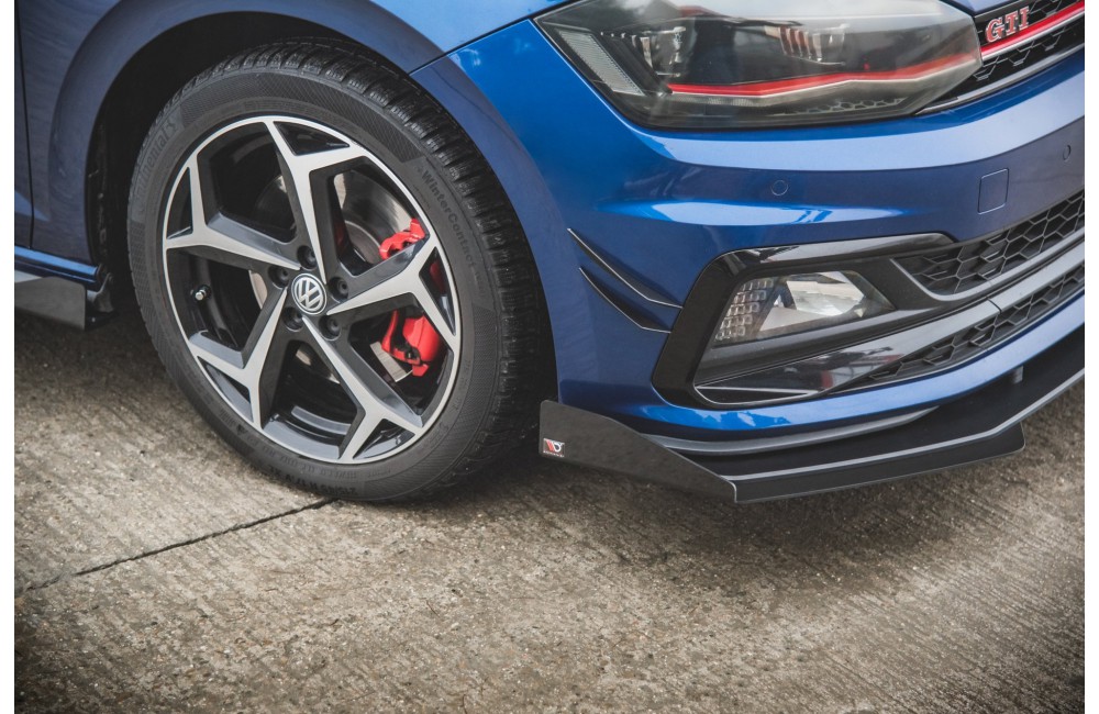 Street Pro Front Splitter + Flaps Volkswagen Polo GTI Mk6 - Black + Gloss Flaps