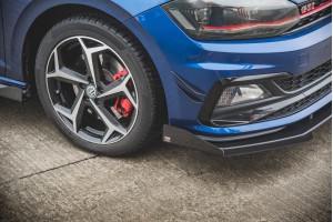 Street Pro Front Splitter + Flaps Volkswagen Polo GTI Mk6 - Black + Gloss Flaps