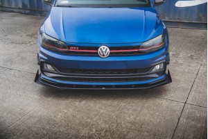 Street Pro Front Splitter + Flaps Volkswagen Polo GTI Mk6 - Black + Gloss Flaps