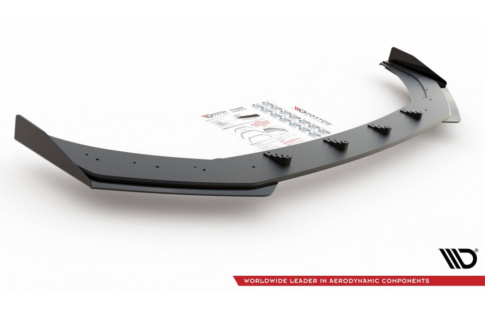 Street Pro Front Splitter + Flaps Volkswagen Polo GTI Mk6 - Black + Gloss Flaps