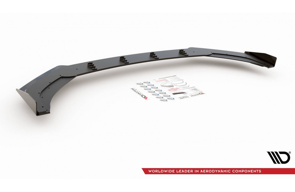 Street Pro Front Splitter + Flaps Volkswagen Polo GTI Mk6 - Black + Gloss Flaps