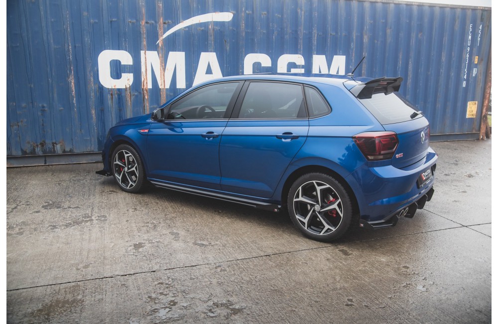 Street Pro Side Skirts Diffusers + Flaps Volkswagen Polo GTI Mk6 - Black + Gloss Flaps