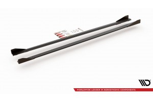Street Pro Side Skirts Diffusers + Flaps Volkswagen Polo GTI Mk6 - Black + Gloss Flaps