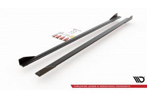 Street Pro Side Skirts Diffusers + Flaps Volkswagen Polo GTI Mk6 - Black + Gloss Flaps