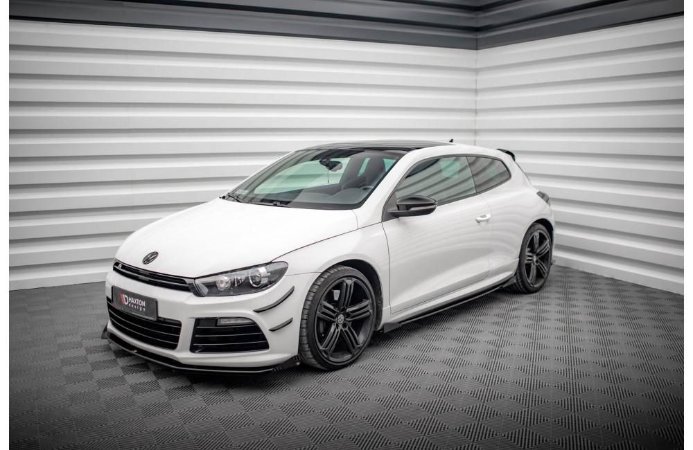 Street Pro Side Skirts Diffusers + Flaps Volkswagen Scirocco R Mk3 - Black + Gloss Flaps