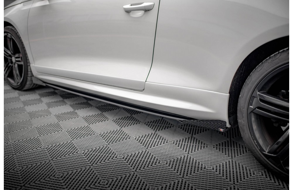 Street Pro Side Skirts Diffusers + Flaps Volkswagen Scirocco R Mk3 - Black + Gloss Flaps