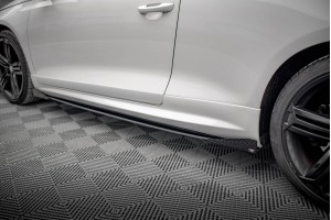 Street Pro Side Skirts Diffusers + Flaps Volkswagen Scirocco R Mk3 - Black + Gloss Flaps