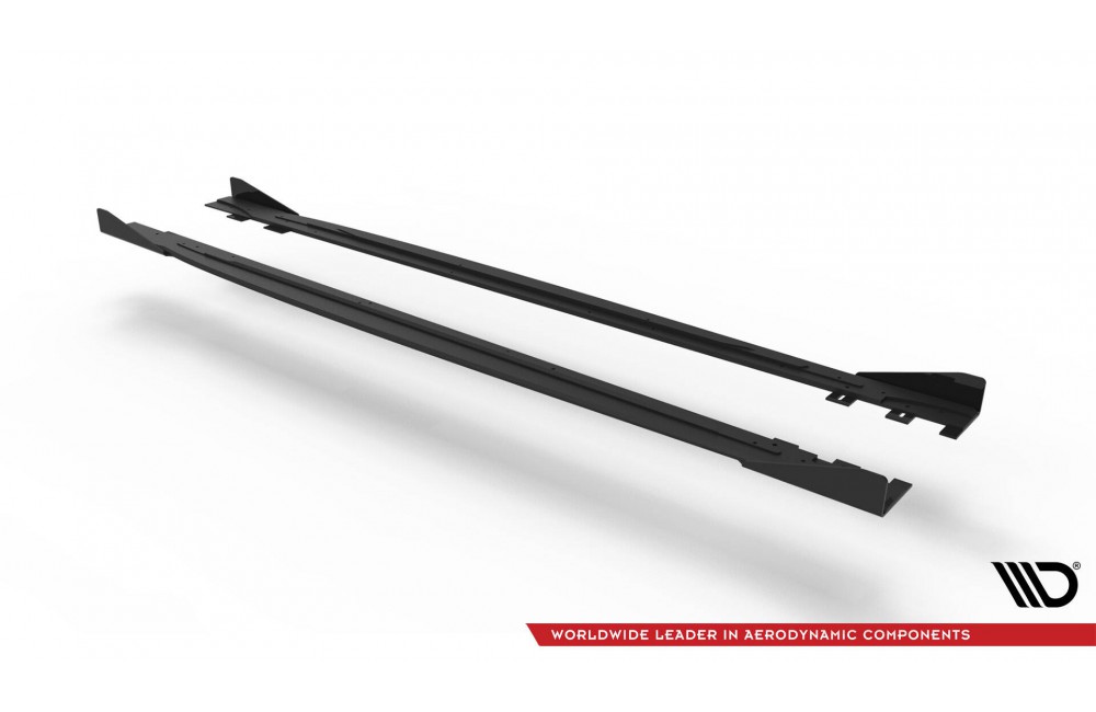 Street Pro Side Skirts Diffusers + Flaps Volkswagen Scirocco R Mk3 - Black + Gloss Flaps