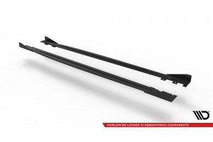 Street Pro Side Skirts Diffusers + Flaps Volkswagen Scirocco R Mk3 - Black + Gloss Flaps