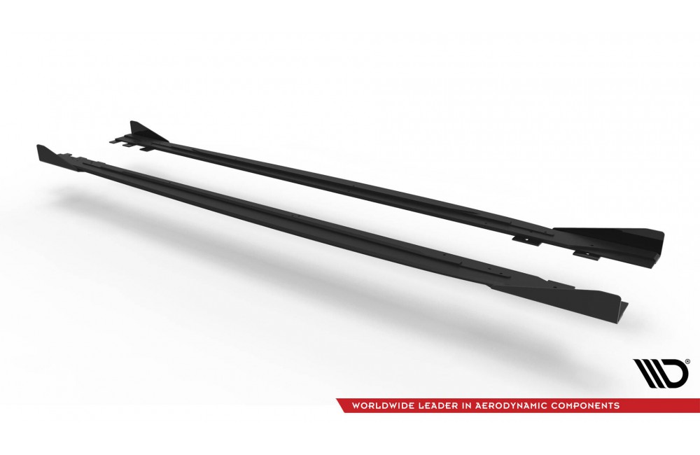Street Pro Side Skirts Diffusers + Flaps Volkswagen Scirocco R Mk3 - Black + Gloss Flaps