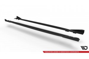Street Pro Side Skirts Diffusers + Flaps Volkswagen Scirocco R Mk3 - Black + Gloss Flaps